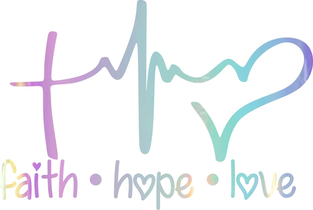NBFU Faith Hope Love Christian Jesus 3 (Holographic Opal Purple) (Set Of 2) Premium Waterproof Vinyl Decal Stickers For Laptop Phone Helmet Car Window