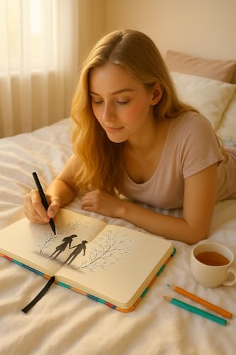 Image of COI A5 Trendy Pattern Journal - 5.5x8.5 in Unlined Notebook with 192 Premium 80 GSM Pages, Elastic Band & Two Ribbon Bookmarks for Daily Planning & Sketching