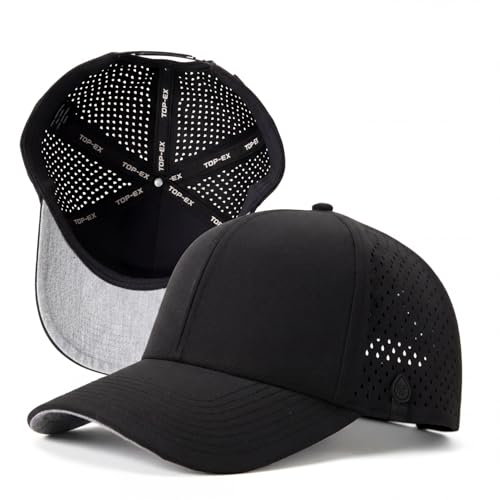 UVCoolix™ Cooling Sweatband Baseball Cap,Breathable Sun Protection,Water-Resistant Golf Performance Adjustable Snapback Hat,Workout Outdoor Use,Reduces Sweat,Improves All-Day Comfort,Black,M/L
