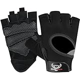 BEAST RAGE Workout Gloves for Men and Women, Fingerless Weight Lifting Gloves with Palm Protection Padding, Breathable and Lightweight Gym Glove for Weightlifting, Cycling Pull Up (Black, L)