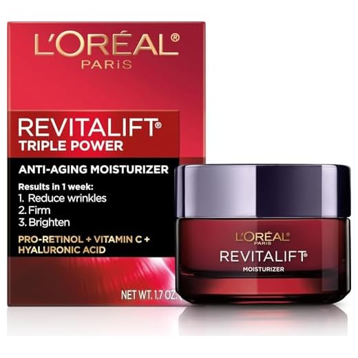 L’Oreal Paris Skincare Revitalift Triple Power Anti-Aging Face Moisturizer with Pro Retinol, Hyaluronic Acid & Vitamin C to reduce wrinkles, firm and brighten skin, 1.7 Oz