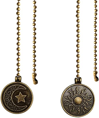 Image of IFNOW Bronze Christmas Ornaments Copper Ceiling Fan Pull Chain Set - Decorative Totem Pendant Extension, 12 Inches Lighting & Beaded Ball Extender Ornament (2 Pack)