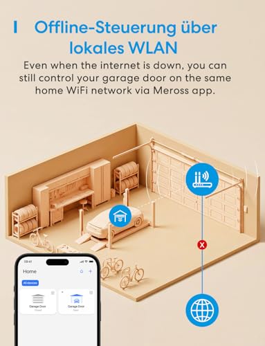 Meross Smart Garagentoröffner Fernbedienung, kompatibel mit Alexa, Google and SmartThings,...
