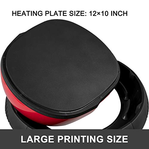 Image of VEVOR Heat Press 12x10 Heat Press Machine for t Shirts 1000W 0-999S Touch Screen Display Black & Red Heat Press Machine Portable Easy Press Mini Press with Vibration Function for T Shirts