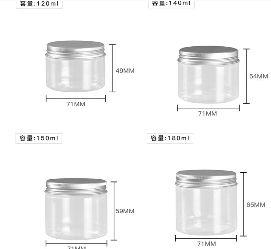 Puste plastikowe słoiki, 50–250 ml, przezroczyste pojemniki kosmetyczne z pokrywkami, pojemniki na próbki do kremu do twarzy, makijażu, pielęgnacji skóry DIY, 80 ml, 71 x 35 mm, 20 szt