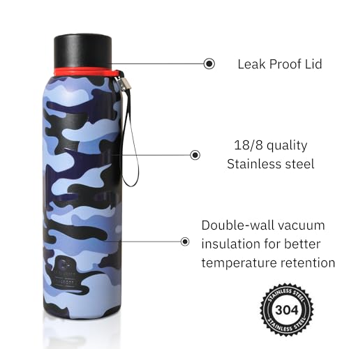Image of CLAY CRAFT VACBOTT Everest Military Edition Double Wall|18 Hours Hot and 24 Hours|Cold Water Bottle Vacuum Insulated Flask Bottle 700ml, 1 Year Limited Warranty|Leak Proof|BIS Certified|Made in India