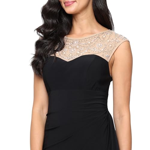 Image of Alex Evenings Women's Long Column Dress with Sweetheart Illusion Neckline