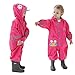 Baogaier Impermeabile da Pioggia Bambine Ragazze con Cappuccio Rosa Rossa Gufo Stampa Bambina Antipioggia Giacca Impermeabili Tuta Portatile Sportivo Jogging Bambini Bimba 1-2 Anni
