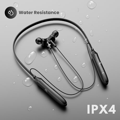 Image of OOGE Tune 6 Neckband Bluetooth Headphones, 60H Playtime, Deep Bass, Type-C Charging, Magnetic Ear Tips, IPX4 Sweat Resistant, Sound Pulse Mic (Black)