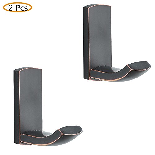 WINCASE 2 Pieces American Black Towel Clothes Hook Robe Hook Oil Rubbed Bronze Brass for Kitchen Wall Mounted Solid Simple Design