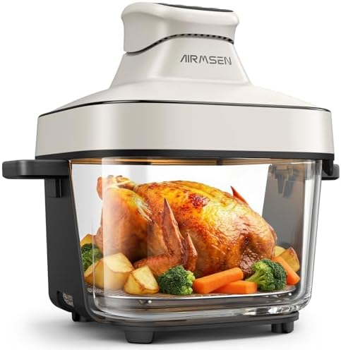 AIRMSEN 6.3 QT Glass Air Fryer Non-Toxic, 4 Presets & Manual Cont...