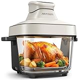 AIRMSEN 6.3 QT Glass Air Fryer Non-Toxic, 4 Presets & Manual Control, 105–400℉ Precise Heat, 95% Less Oil, Auto-Pause & Resume, Microwave & Dishwasher Safe Glass Container for Family Meals