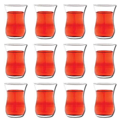 Vikko Teacups, Turkish Tea Glasses, Set Of 12 Authentic Turkish Tea Cups, 4 Ounce Tea Glass #TOP13
