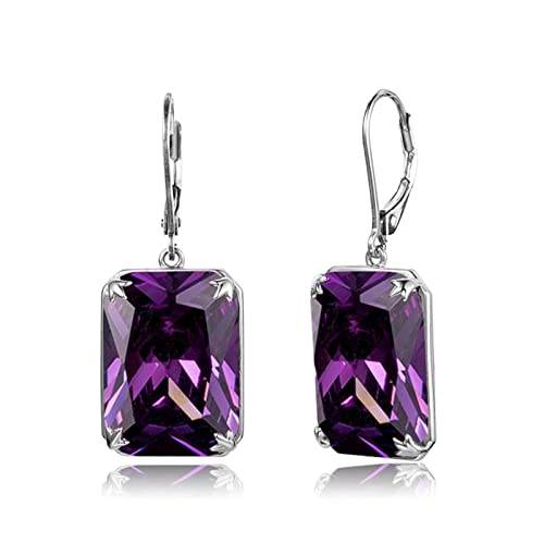 Boucles d'oreilles améthyste pendants longs en argent sterling 925 gothique