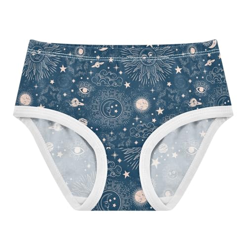 Little Girls' Soft Cotton Underwear Kids Breathable Comfort Sun Moon Cosmos Astrology Panties Briefs Toddler