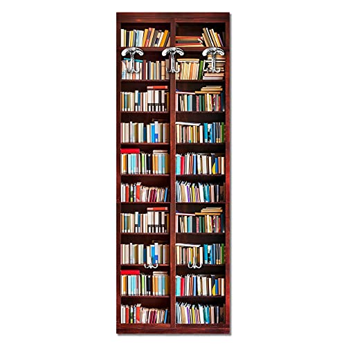 Appendiabiti Da Parete 46X125 Cm Libreria A Pannello Con Stampa, Guardaroba, Attaccapanni Muro Con 5 Ganci