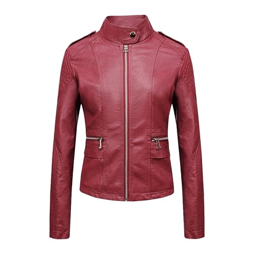 Manteau similicuir femme col montant fini les vestes sans forme en automne