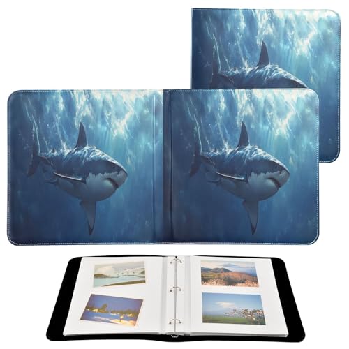 Álbum de Fotos Scrapbook Adhesivo DIY con Patrón de Tiburón, 3 Anillas, 40 Páginas, 8x10 para Recuerdos miniatura 2
