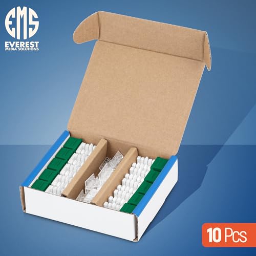Image of Everest 90 Degree RJ45 Cat6 Keystone Jacks Slim Profile 10-Pack Green | Compatible with 90 Angled Speed Termination Tool - easyJACK (B094WB91H3)