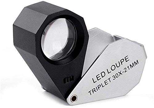 Loupe de Poche MKKSLR avec lentille LED Haute définition pour la Lecture de Livres, l'identification de Bijoux, Montres, Bricolage découpant et réparant 30X, A 27 * 47mm