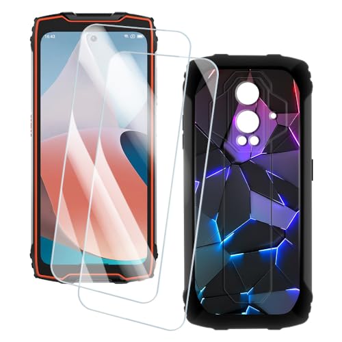 OAGELIM 2�Z�b�g �X�N���[���v���e�N�^�[ + �P�[�X Blackview BV9300 (6.7 �C���`) �Ƃ̌݊������� �A�[�e�B�X�e�B�b�N�J�X�^���v�����g�J�o�[�Ƌ����K���X�t�B���� �X�N���b�`�h�~ (�􂯖�)