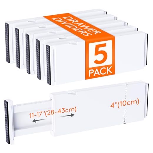 21+ Creative Drawer Organization Ideas for a Clutter-Free Home 2 Lifewit 5 Pack Drawer Dividers 4" High, 11-17" Adjustable Dresser Drawer Organizers for Clothes, Expandable Dresser Separators in Bedroom/Bathroom/Kitchen/Vanity/Office Organization and Storage, White