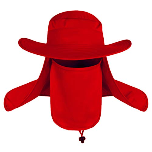 Shanghai Story Outdoor Sun Cap Upf 50+ Uv Sun Protection With Neck Flap Face Cover Mask Red #TOP7