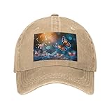 PHAYAH Gorra de béisbol con diseño de libélulas de vaquero y dibujos animados para hombres y mujeres, gorra de béisbol retro, color negro, natural, Talla única