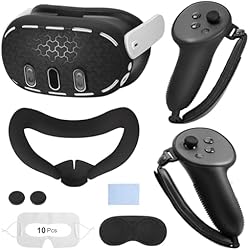 Lentes De Proteccion Ocular MoKo Accesorios VR para Meta Quest 3, Cubierta Protectora de TPU, Funda Facial de Silicona, Funda de Agarre de Mando Táctil, Protector de Lente Tapas de Joysticks Funda Desechable para Oculus Quest 3