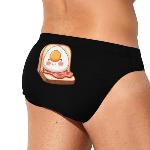 Sofa and Breakfast Printed Swim Briefs for Men Sexy Bikini Swimwear Elastic Beach Trunks Bathing Suit4