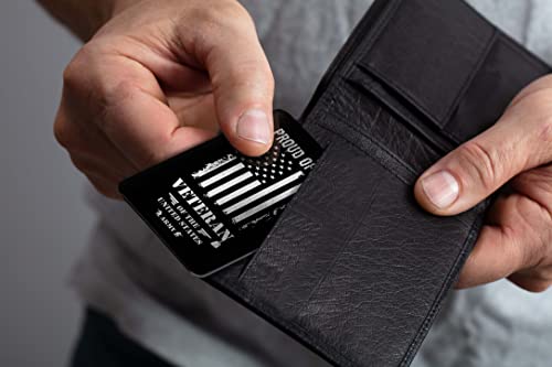 Army Veteran Appreciation Engraved Wallet Card Insert – Proud Of You Gift – Perfect Stiff And Light Metal Wallet Card - Thank You For Your Service Veteran #TOP3