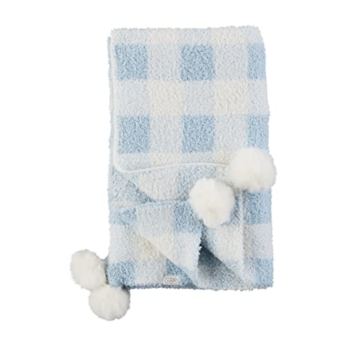 Mud Pie Children's Nursery Chenille Blanket, Blue Gingham, 34" X 28" #TOP5