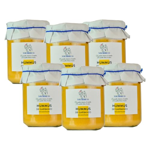 El Navarrico - Hummus de Garbanzos | Agricultura Tradicional | Naturales y Frescos | Hummus Vegano Pack de 6 (400 gr - tarro)