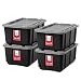 IRIS 27 Gallon Utility Tough Tote, 4 Pack, Black with Gray Lid