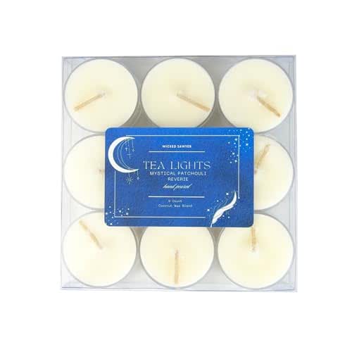 Patchouli Tea Lights, Contains Essential Oils, Luxury Candles for Home, 9 Count