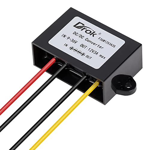 Image of DROK Boost Buck Converter 9V-36V to 12V 3A 36W Plastic Shell Waterproof Auto Step Up Down Voltage Regulator 12V Volt Transformer for Car Audio Solar Power System LCD Television LED Display Screen