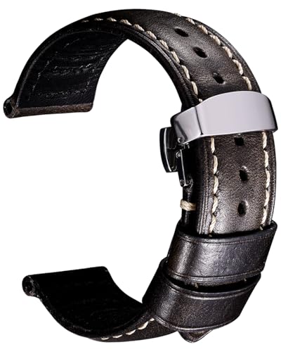 REZERO Watch Band, Genuine Leather Watch Straps, Oil-Waxed Vintage Watch Bands for Men 18mm 19mm 20mm 21mm 22mm 23mm 24mm 26mm