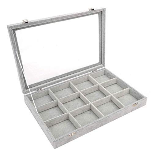 CANAFA Jewelry Organizer Treasure Box 12 Grid Jewelry Display Box to Spread Jewelry