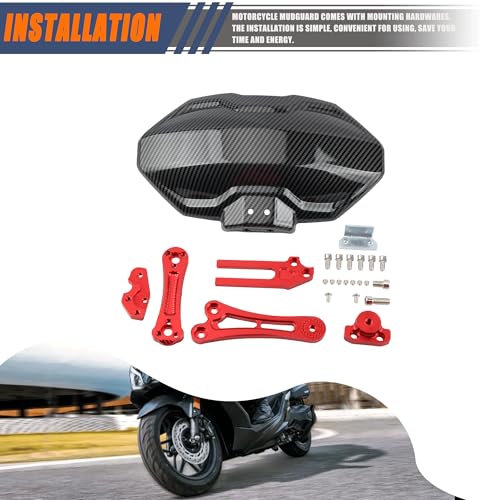 Image of Motorcycle Wheel Rear Mudguard,Fender Rear Cover Compatible with Universal Motorbikes Scooter Extender Accessories-Red