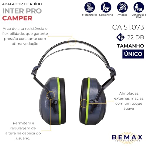 Protetor Auricular Tipo Concha Inter Pro Camper Abafador de Ruído 22db