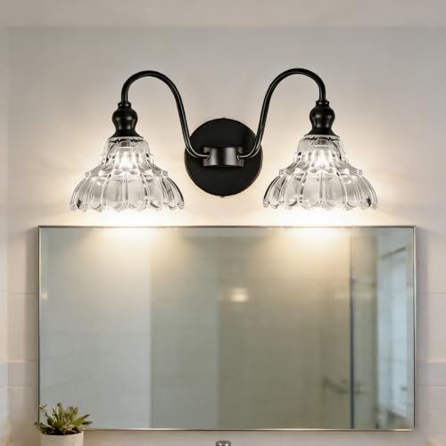 XINYASEE Applique d'intérieur avec abat-jour en verre vintage G9 Applique de salle de bain avec double et triple têtes pour salon chambre à coucher cuisine...