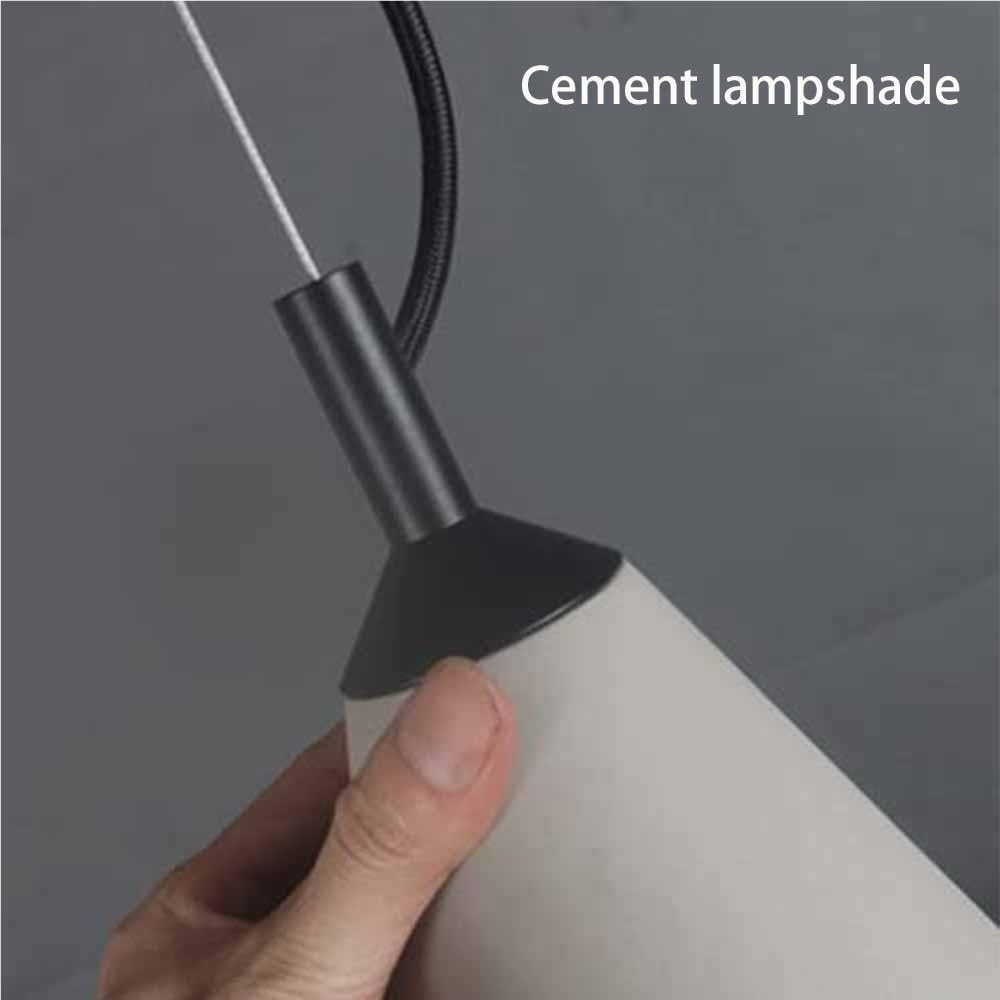 Cementowa mini przemysłowa lampa wisząca, 1 światło, prosta szara stożkowa lampa wisząca, podstawa E26, jednogłowicowa lampa nordycka z regulacją wysokości do sypialni, salonu i wejścia