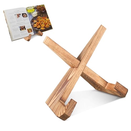 Recipe Book Stand Wooden Cookbook Holder Vintage Display Stands Hands Free Reading Stand Cookery Book Stand for Cooking Kitchen Tablet iPad Magazines