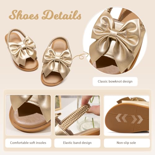 Image of Toddler Girls Sandals Little Girl Summer Flat Sandal Baby Open Toe Outdoor Beach Holiday Dress Shoes
