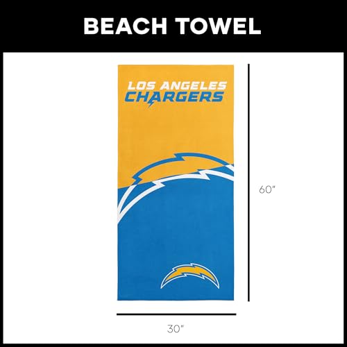 Image of Northwest NFL Los Angeles Chargers Microfiber Beach Towel, 30 x 60 Inches - Quick Dry, Sand Resistant, Lightweight, Highly Absorbent, Incisor Design