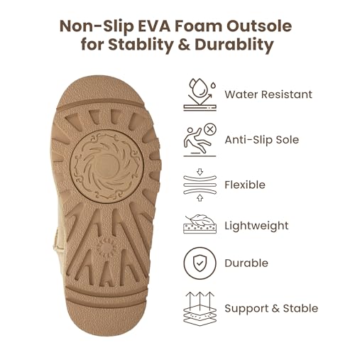 Women's Platform Mini Boots, Fur Boots Classic Ultra Mini Booties Comfortable Anti-Slip Lightweight Winter Snow Boots (Brown/Sand/Black, US Women Size 5-9)4