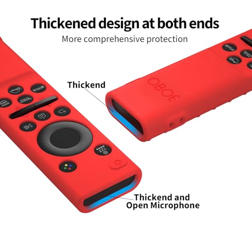 Image of Oboe Silicone Tv Remote Cover Compatible with Samsung Smart Tv Remote BN59-01311 Samsung QLED TV Remote Open Key Protective Case with Loop (I-Red) [Remote NOT Included]