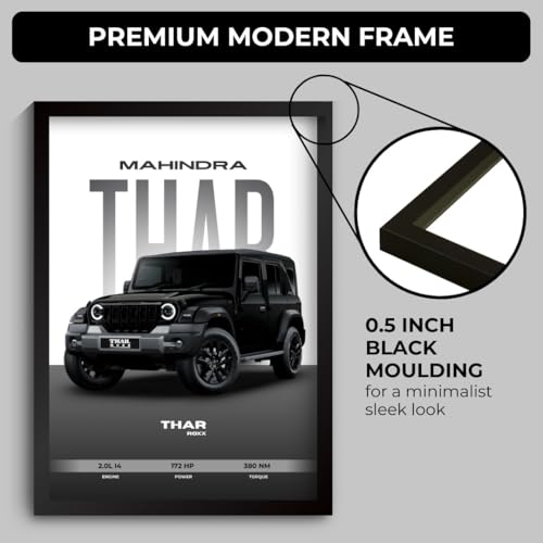 Image of Funk You Store Thar Poster | Framed Thar Roxx A4 Sized (31 x 23 cm) | Black SUV Frames for Wall, Gift for Boys | Car Frames for Wall, Bedroom, Hostel, Study Room, Dorm (F 175)