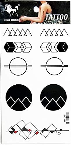 PP TATTOO 1 Sheet Circle triangle square pyramid mathematics Temporary Tattoo Stickers Waterproof Body Arm Tattoo Sticker for Men Women Make up Fake Tattoos Removable