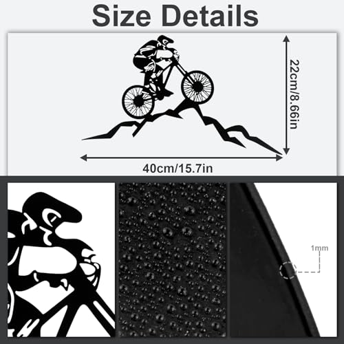 VALINSKY Mountain Biker Metal Wall Art Hill and Cyclist Themed Home Decor Perfect for Indoor Walls Gym Living Room Office Bicycle Enthusiasts Gift
